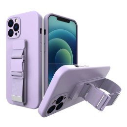 Rope case żelowe etui ze smyczą łańcuszkiem torebka smycz iPhone 13 Pro Max fioletowy