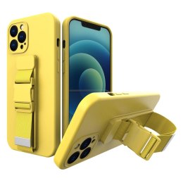 Rope case żelowe etui ze smyczą łańcuszkiem torebka smycz Samsung Galaxy A22 5G żółty