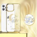 Kingxbar Moon Series luksusowe etui z Kryształami Swarovskiego na iPhone 13 Pro złoty (Flower)