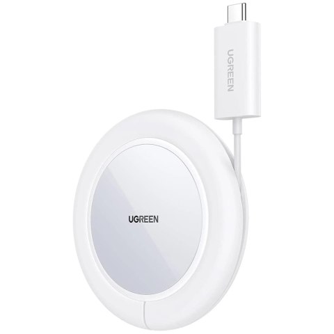 Ładowarka Ugreen CD245 40123 bezprzewodowa Qi / MagSafe 15W z kablem USB-C - biała