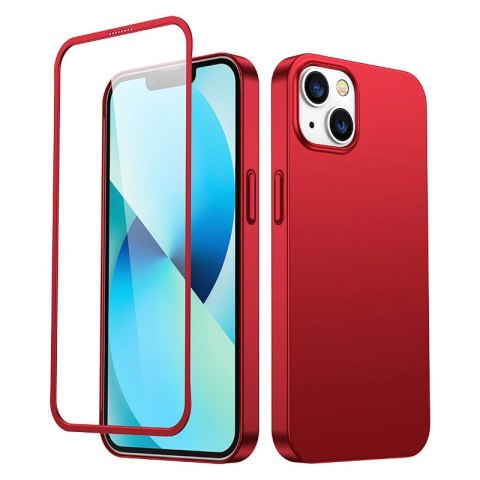 Joyroom 360 Full Case etui pokrowiec do iPhone 13 obudowa na tył i przód + szkło hartowane czerwony (JR-BP927 red)