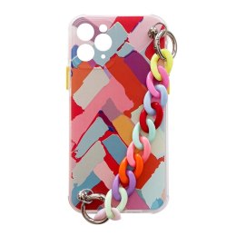 Color Chain Case żelowe elastyczne etui z łańcuchem łańcuszkiem zawieszką do iPhone XS / iPhone X wielokolorowy