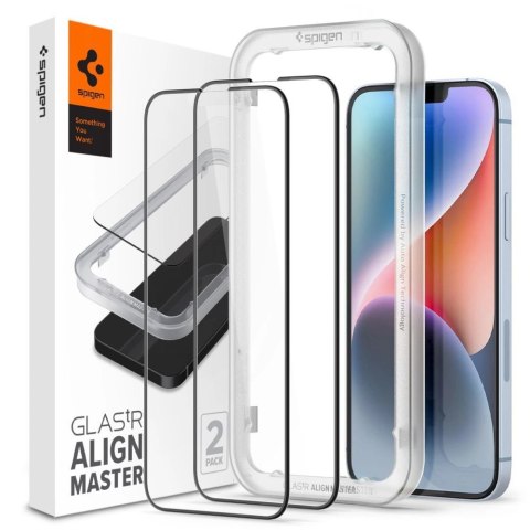 Szkło hartowane Spigen ALM Glass FC na iPhone 13 / 13 Pro / 14 - czarne 2 szt.