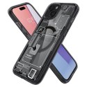 Etui Spigen Ultra Hybrid Mag z MagSafe na iPhone 15 Plus - ciemnoszare (wzór Zero One)