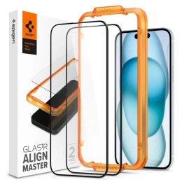 Szkło hartowane Spigen ALM Glass FC na iPhone 15 - czarne 2 szt.