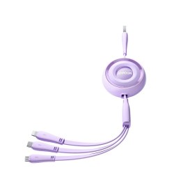 Kabel Joyroom Colorful Series S-A40 zwijany 3w1 USB-A - USB-C / Lightning / micro USB 1m - fioletowy