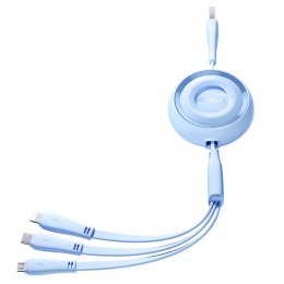 Kabel Joyroom Colorful Series S-A40 zwijany 3w1 USB-A - USB-C / Lightning / micro USB 1m - niebieski