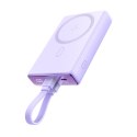 Powerbank Joyroom JR-PBM01 magnetyczny 10000mAh 20W z podstawką + kabel Lightning - USB-C - fioletowy