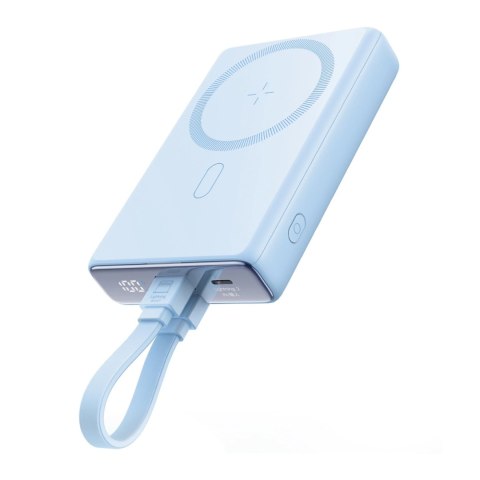 Powerbank Joyroom JR-PBM01 magnetyczny 10000mAh 20W z podstawką + kabel Lightning - USB-C - niebieski