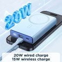 Powerbank Joyroom JR-PBM01 magnetyczny 10000mAh 20W z podstawką + kabel Lightning - USB-C - niebieski