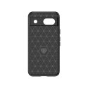 Etui Carbon Case do Google Pixel 8A elastyczny silikonowy karbonowy pokrowiec - czarny