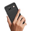 Etui Carbon Case do Google Pixel 8A elastyczny silikonowy karbonowy pokrowiec - czarny