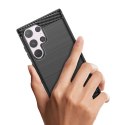 Etui Carbon Case do Samsung Galaxy S24 Ultra elastyczny silikonowy karbonowy pokrowiec - czarny