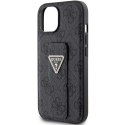 Etui Guess Grip Stand 4G Triangle Strass na iPhone 15 - czarne