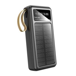 Powerbank Dudao K18+ solarny 20000 mAh z kablami USB-A / USB-C / Lightning / micro USB - czarny