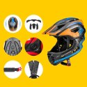 Kask rowerowy Rockbros TT-32SOBL-S dziecięcy z odpinaną szczęką rozmiar S - czarno-pomarańczowy