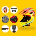 Kask rowerowy Rockbros TT-32SOYB-M dziecięcy z odpinaną szczęką rozmiar M - żółto-pomarańczowy