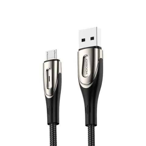 Kabel Joyroom Sharp Series S-M411 USB-A / micro USB 3A 1.2m ze wskaźnikiem ładowania - czarny