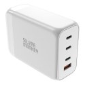 Ładowarka GaN Silver Monkey SMA156 200W 3x USB-C PD USB-A QC 3.0 z odłączanym kablem zasilającym - biała