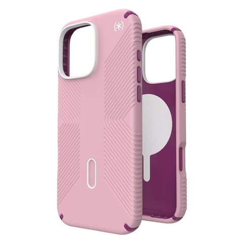 Speck Presidio2 Grip ClickLock & MagSafe - Case for iPhone 16 Pro Max (Wednesday Pink / Boysenberry Purple / White)