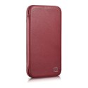 ICarer CE Premium Leather Folio Case skórzane etui iPhone 14 z klapką magnetyczne MagSafe czerwony (WMI14220713-RD)