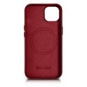 ICarer Case Leather pokrowiec etui z naturalnej skóry do iPhone 14 czerwony (WMI14220705-RD) (kompatybilne z MagSafe)