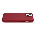 ICarer Case Leather pokrowiec etui z naturalnej skóry do iPhone 14 czerwony (WMI14220705-RD) (kompatybilne z MagSafe)