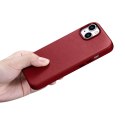 ICarer Case Leather pokrowiec etui z naturalnej skóry do iPhone 14 czerwony (WMI14220705-RD) (kompatybilne z MagSafe)