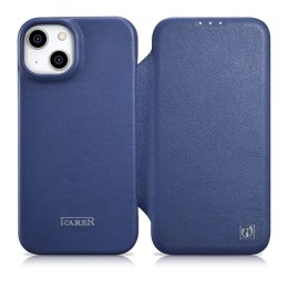 ICarer CE Premium Leather Folio Case skórzane etui iPhone 14 z klapką magnetyczne MagSafe niebieski (WMI14220713-BU)