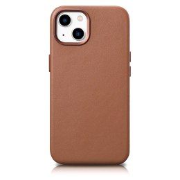 ICarer Case Leather pokrowiec etui z naturalnej skóry do iPhone 14 Plus brązowy (kompatybilne z MagSafe)