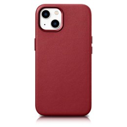 ICarer Case Leather pokrowiec etui z naturalnej skóry do iPhone 14 Plus czerwony (kompatybilne z MagSafe)