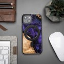 Etui Bewood Unique MagSafe Violet z drewna i żywicy na iPhone 14 - fioletowo-czarne