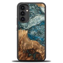 Etui Bewood Unique Planeta Ziemia z drewna i żywicy na Samsung Galaxy A54 5G - niebiesko-zielone