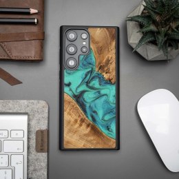 Etui Bewood Unique Turquoise z drewna i żywicy na Samsung Galaxy S23 Ultra - turkusowo-czarne