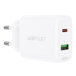 Acefast ładowarka sieciowa USB Typ C / USB 20W, PPS, PD, QC 3.0, AFC, FCP biały (A25 white)