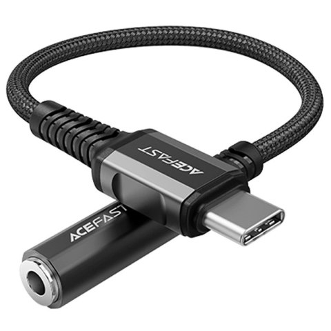 Acefast kabel audio USB Typ C - 3,5mm mini jack (żeński) 18cm, DAC, AUX czarny (C1-07 black)