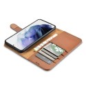 ICarer Haitang Leather Wallet Case skórzane etui do Samsung Galaxy S22+ (S22 Plus) portfel obudowa pokrowiec brązowy (AKSM05BN)