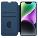 Nillkin Qin Cloth Pro Case etui do iPhone 14 osłona na aparat kabura pokrowiec obudowa z klapką niebieski