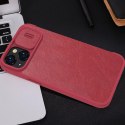 Nillkin Qin Leather Pro Case etui iPhone 14 Plus osłona na aparat kabura pokrowiec obudowa z klapką czerwony