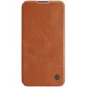 Nillkin Qin Leather Pro Case etui iPhone 14 Pro Max osłona na aparat kabura pokrowiec obudowa z klapką brązowy