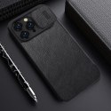 Nillkin Qin Leather Pro Case etui iPhone 14 Pro Max osłona na aparat kabura pokrowiec obudowa z klapką brązowy