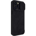 Nillkin Qin Leather Pro Case etui iPhone 14 Pro Max osłona na aparat kabura pokrowiec obudowa z klapką czarny