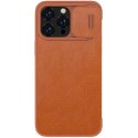 Nillkin Qin Leather Pro Case etui iPhone 14 Pro osłona na aparat kabura pokrowiec obudowa z klapką brązowy