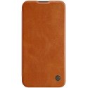 Nillkin Qin Leather Pro Case etui iPhone 14 osłona na aparat kabura pokrowiec obudowa z klapką brązowy