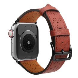 Strap Leather skórzany pasek Apple Watch SE, 9, 8, 7, 6, 5, 4, 3, 2, 1 (41, 40, 38 mm) opaska bransoleta czerwony