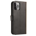 Etui portfel z klapką podstawką do iPhone 15 Pro Max Magnet Case - czarne