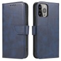 Etui portfel z klapką podstawką do iPhone 15 Pro Magnet Case - niebieskie