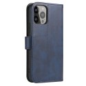 Etui portfel z klapką podstawką do iPhone 15 Pro Magnet Case - niebieskie