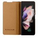 Skórzane etui z klapką i osłoną aparatu do Samsung Galaxy Z Fold 5 Nillkin Qin Leather Pro - brązowy