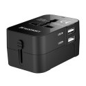 Adapter podróżny Wozinsky WUTWC uniwersalny 24W UE / US / AUS / UK / 2x USB-A - czarny